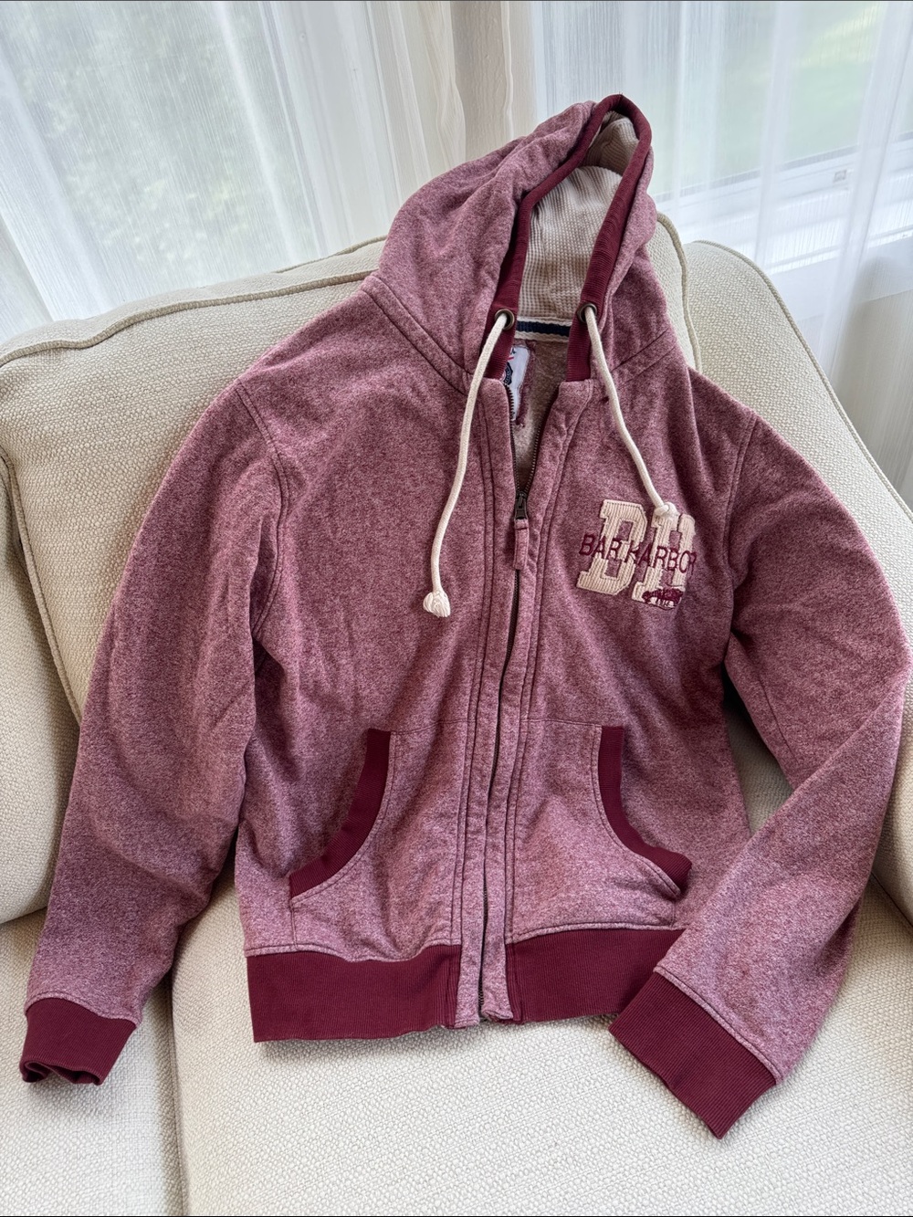 Bar Harbor Heathered Maroon Zip-Up Hoodie with Hood